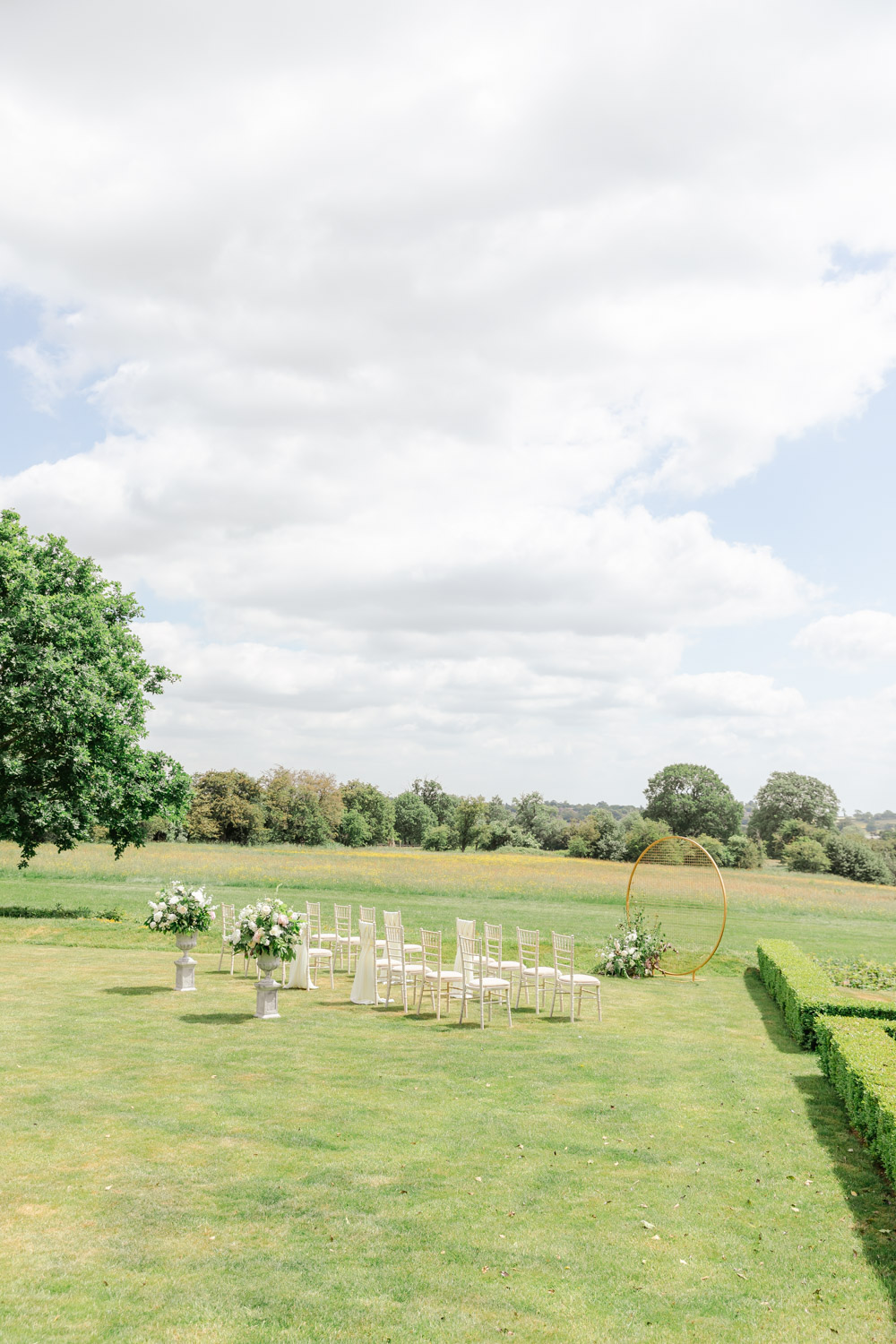 Fillongley Hall garden ceremony and beautiful chairs
